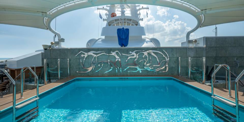 In the MSC Yacht Club you are provided with exceptional service, including fresh towels and cleaning sunglasses while enjoying the One Pool.