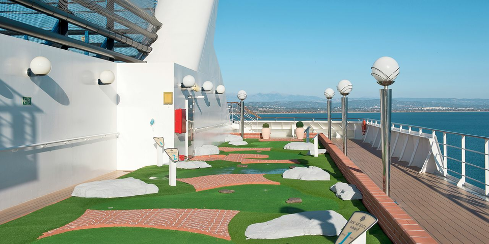 Take in the fresh sea air as you challenge your friends to a game of Mini Golf. Located on deck 15 by the ship's funnel, it will provide not only fun but those all important stunning views