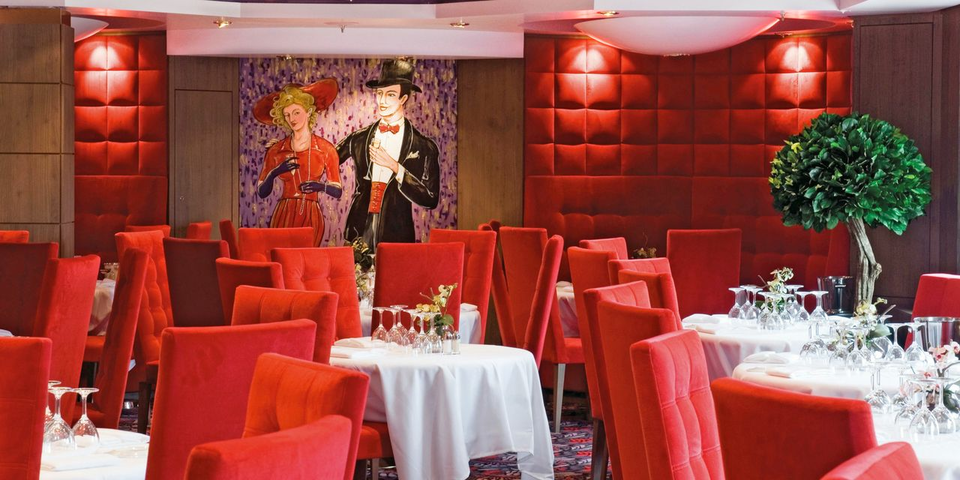 Le Maxim's Restaurant is one of the ship's main dining rooms and is open for dinner only.It offers a wide range of cuisine from all around the world