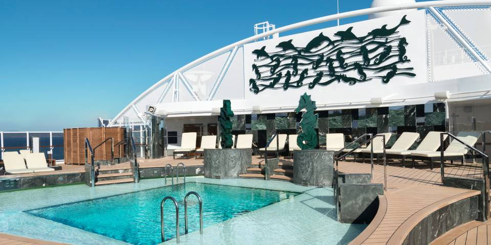 In the MSC Yacht Club you are provided with exceptional service, including fresh towels and cleaning sunglasses while enjoying the One Pool.